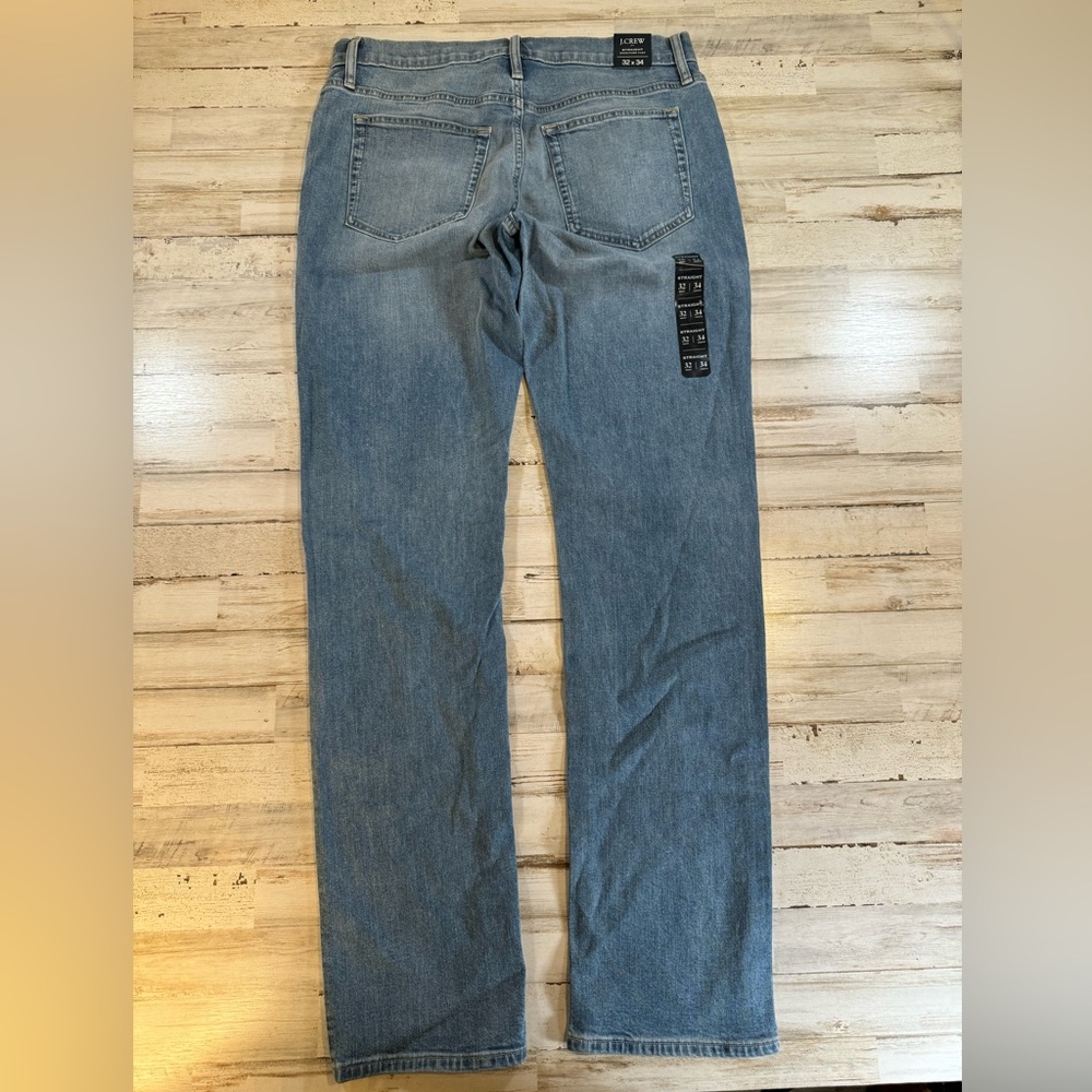 NWT J Crew Factory Signature Flex Straight Denim Blue Jeans 32x34 light wash